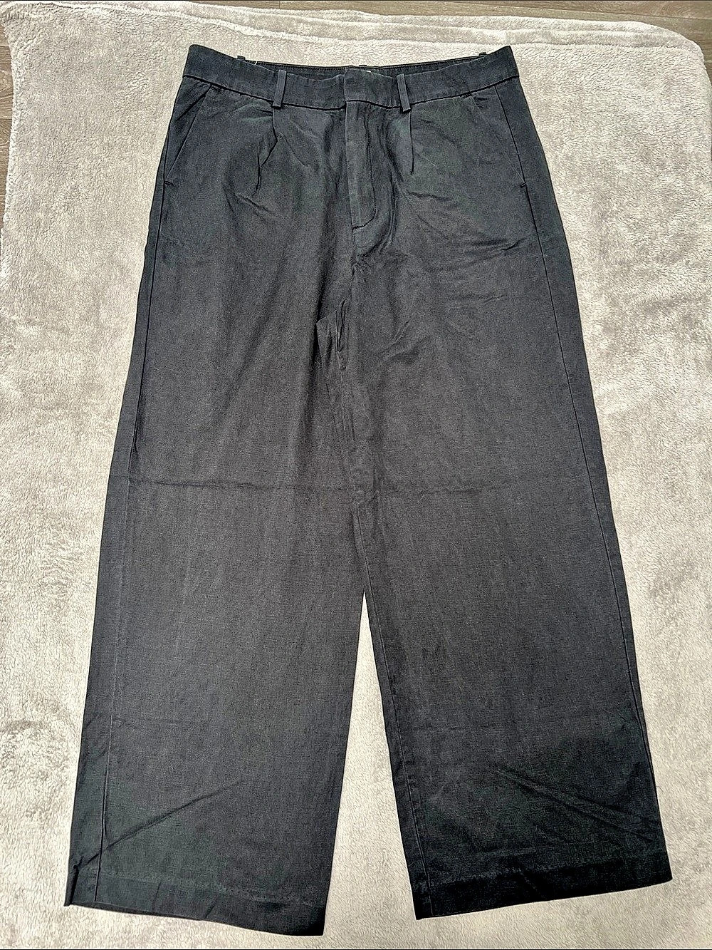 Madewell Slouchy Straight Pant in Drapey Lyosel Linen Cotton blend Black